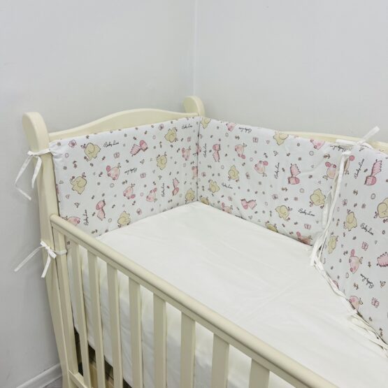 Бортики в кроватку на 4 стороны с молнией 120*60 см Tiny Pink Friends ES