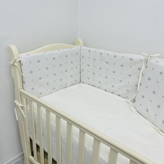 Бортики в кроватку на 4 стороны коронки серебристые ES