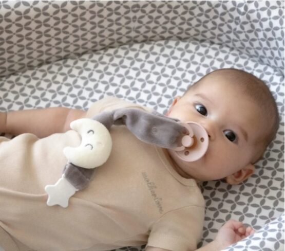 Lant pentru suzeta din material textil cu steluta BabyJem Gri