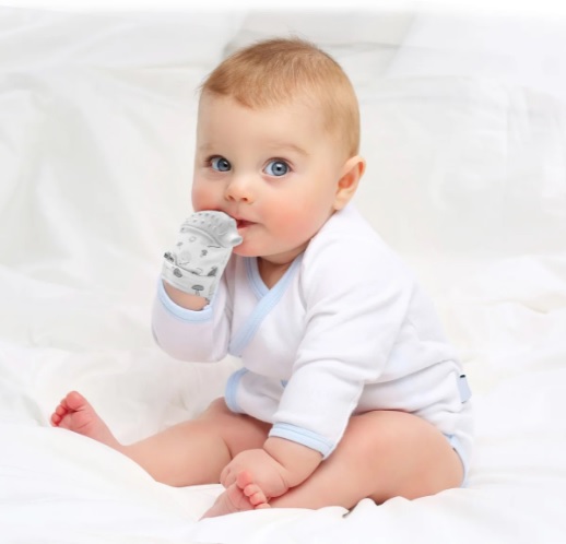 Manusa bebelusi pentru dentitie BabyJem Scratch Gloves Ecru