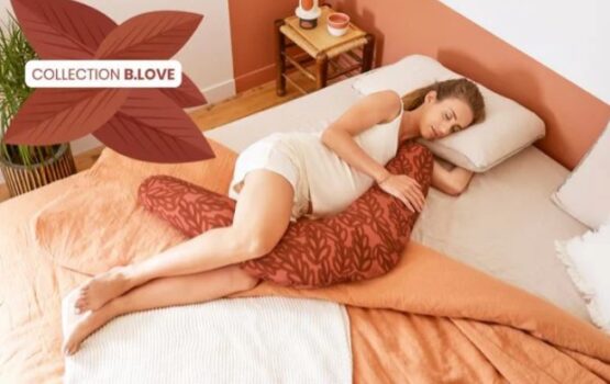 Perna 2 in 1 de maternitate si de alaptare Babymoov B.Love Terracota in forma de U si C