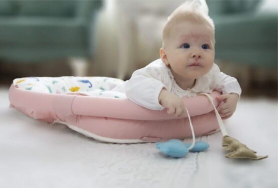 Saltea multifunctionala BabyJem Sit and Play Roz cu bara de jucarii