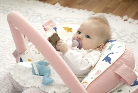 Saltea multifunctionala BabyJem Sit and Play Roz cu bara de jucarii