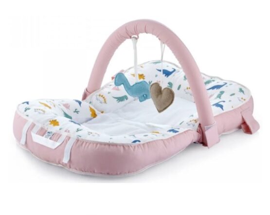 Saltea multifunctionala BabyJem Sit and Play Roz cu bara de jucarii (524)