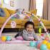 Salteluta de activitati Bright Starts 5 in 1 Gym & Ball Pit Rainbow Tropics