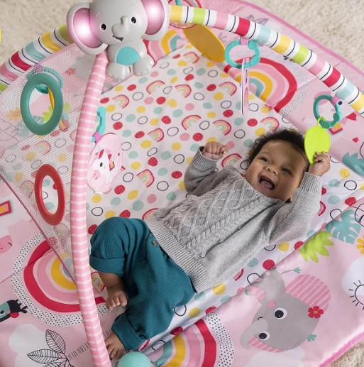 Salteluta de activitati Bright Starts 5 in 1 Gym & Ball Pit Rainbow Tropics