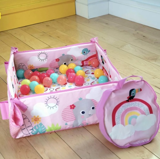 Salteluta de activitati Bright Starts 5 in 1 Gym & Ball Pit Rainbow Tropics