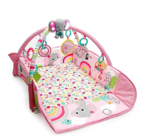 Salteluta de activitati Bright Starts 5 in 1 Gym & Ball Pit Rainbow Tropics