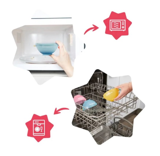 Set 3 boluri colorate pentru mancare Badabulle cu suport inclus