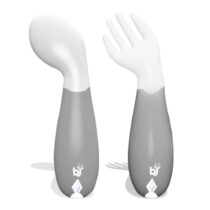 Set lingurita si furculita cu maner BabyJem Alb