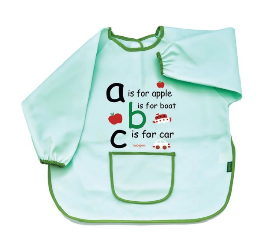 Нагрудник с рукавами для занятий BabyJem ABC Green (049)