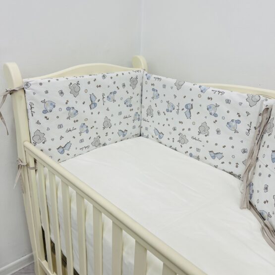 Бортики в кроватку на 4 стороны с молнией 120*60 см Tiny Blue Friends ES