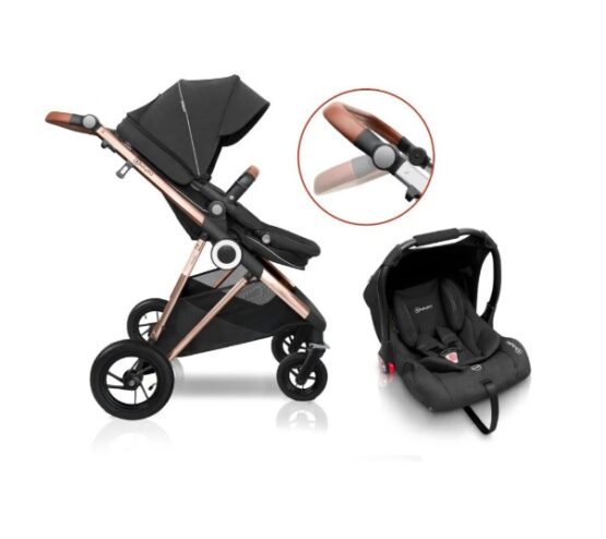 Carucior-3-in-1-BabyGo-AIR-Halime-Black-cadru-Gold