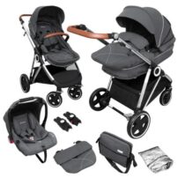 Carucior-3-in-1-BabyGo-Halime-Gri-cadru-Silver