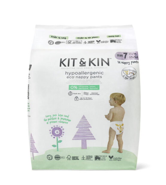 Гипоаллергенные трусики Ecologic Kit&Kin (301), размер 7, 17 кг+, 16 шт.