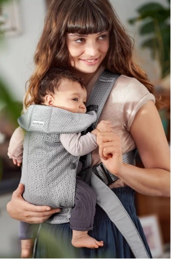 Marsupiu-anatomic-BabyBjorn-Mini-Grey-cu-pozitii-multiple-de-purtare-3D-Mesh