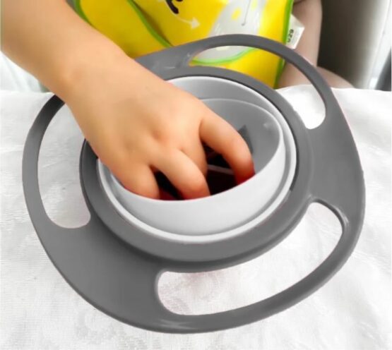 Bol multifunctional cu capac si rotire 360 grade BabyJem Amazing Bowl Gri
