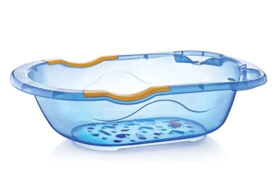 Ванночка детская со сливом прозрачная BabyJem Blue (031)