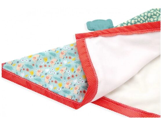 Jucarie dentitie cu paturica BabyJem Patchwork Rosie