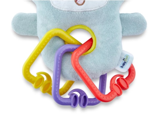 Jucarie din plus cu inele dentitie BabyJem Funny Monkey Albastra