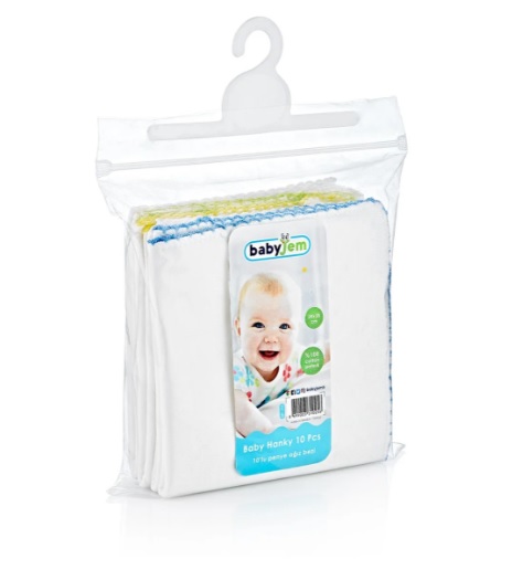 Set 10 batistute din bumbac pentru copii BabyJem 20x20 cm