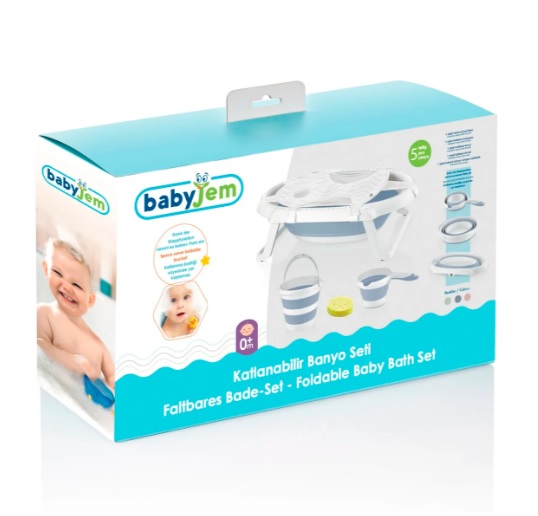 Set-pentru-baie-BabyJem-Gri-cu-cadita-pliabila-5-piese