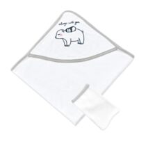 Set prosop cu gluga si manusa de baie BabyJem Gri