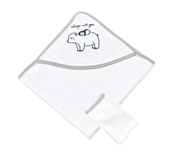 Полотенце и перчатка для ванны BabyJem Grey (062)