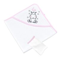 Set prosop cu gluga si manusa de baie BabyJem Roz