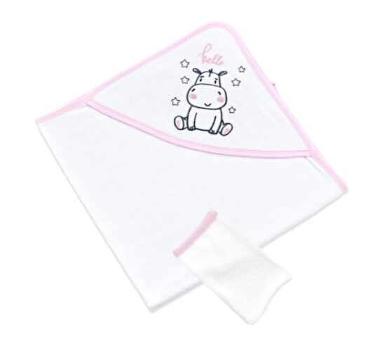 Set prosop cu gluga si manusa de baie BabyJem Roz (062)