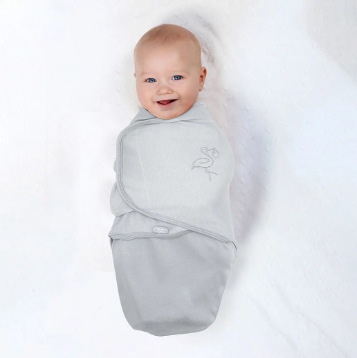 Sistem de infasare din bumbac BabyJem Swaddle Gri, 0-3 luni