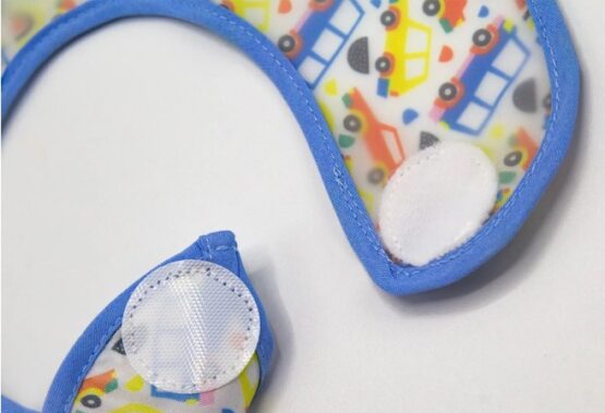 Baveta cu 2 fete si buzunar BabyJem Albastra, 24x35 cm