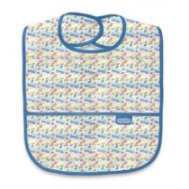 Baveta cu 2 fete si buzunar BabyJem Albastra, 24x35 cm