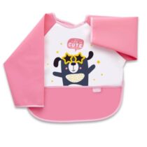 Baveta cu maneci si buzunar BabyJem Polly Bib Roz