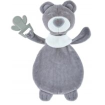 Jucarie de plus cu inel gingival BabyJem Sleeping Friend Gri