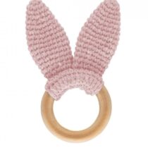 Jucarie dentitie din bumbac cu inel din lemn BabyJem Roz