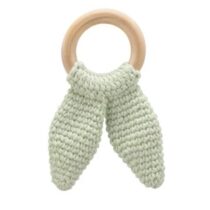 Jucarie dentitie din bumbac cu inel din lemn BabyJem Verde