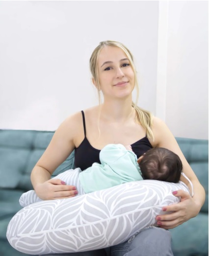 Perna pentru alaptat 2 in 1 BabyJem Nursing Pillow Albastra