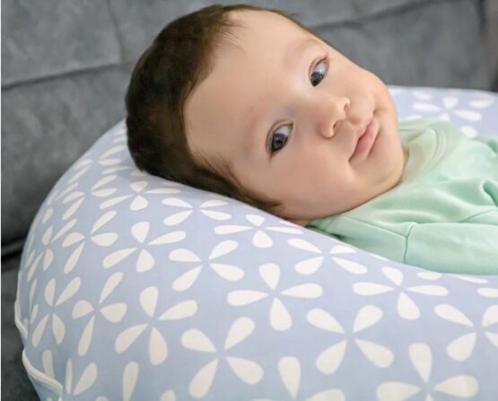 Perna pentru alaptat 2 in 1 BabyJem Nursing Pillow Albastra