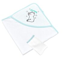 Set prosop cu gluga si manusa de baie BabyJem Albastru