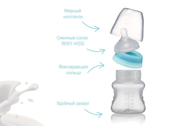 Biberon Roxy Kids 120ml, cu flux lent, 0+ (RBTL-001)