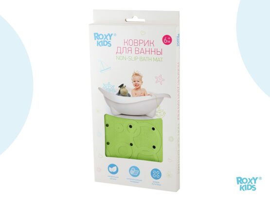 Covor de baie din cauciuc anti-alunecare Roxy Kids 35x76 cm (cu gauri), Verde deschis (BM-M188GR)