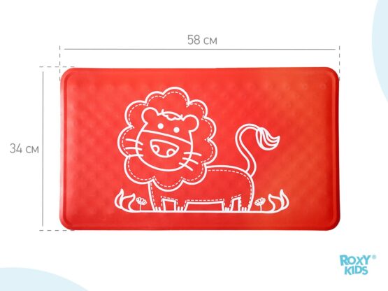 Covoras de baie din cauciuc anti-alunecare Roxy Kids 3458 cm Leu, Rosu (BM-M164R)