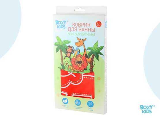 Covoras de baie din cauciuc anti-alunecare Roxy Kids 3458 cm Leu, Rosu (BM-M164R)