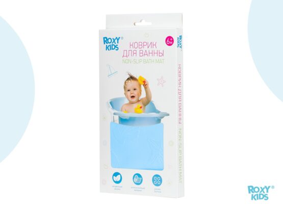 Covoras de baie din cauciuc anti-alunecare Roxy Kids 3474cm, Albastru (BM-3474-B)