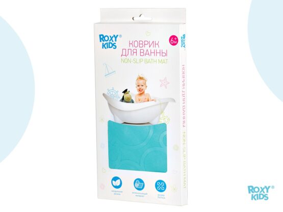 Covoras de baie din cauciuc anti-alunecare Roxy Kids 3576cm, Acvamarin (BM-M188-1AQ)