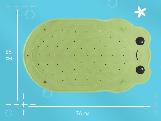 Covoras de baie din cauciuc anti-alunecare Roxy Kids 76x45 cm Frog, Verde (BM-4576-FR-G)