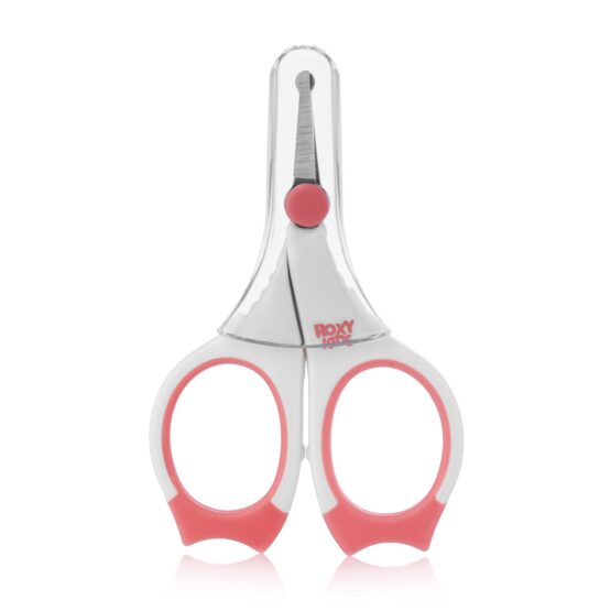 Маникюрные ножницы для новорожденных Roxy Kids с прорезиненными ручками, Коралловый (RPS-002-C)