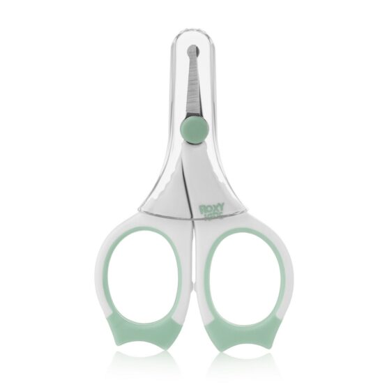 Маникюрные ножницы для новорожденных Roxy Kids с прорезиненными ручками, Мятный (RPS-002-M)