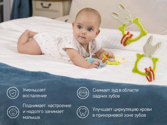 Inel gingival Roxy Kids Bunny cu lantisor, Verde (RBT-001GNSC)